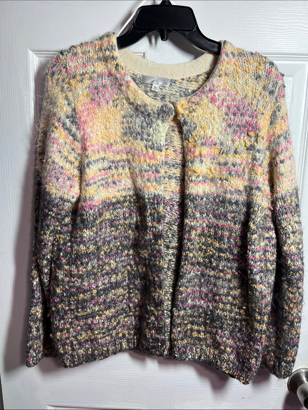 Solitaire Multicolor Knit Cardigan - Cream, Gray & Pink